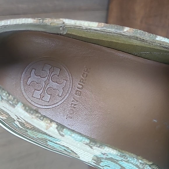 Tory Burch Sneakers Women's sz 6 Green/Cream Floral Slip On Canvas Sneaker - Picture 12 of 12